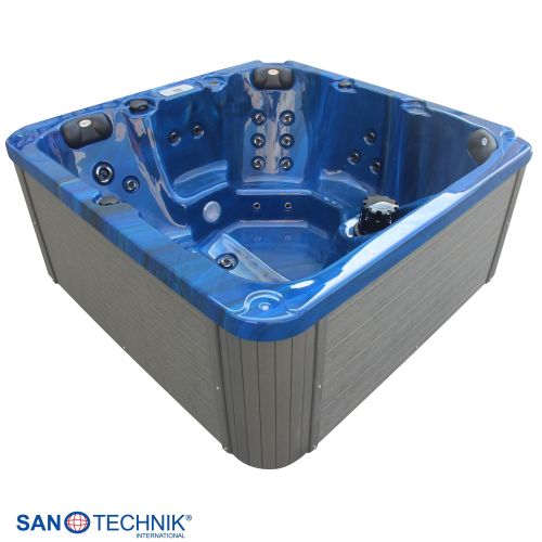 Sanotechnik PALMA OUTDOOR WHIRLPOOL blue marble inkl. Abdeckung und Stiege 190x190x86 cm