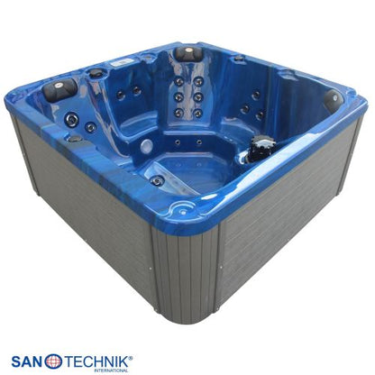 Sanotechnik PALMA OUTDOOR WHIRLPOOL blue marble inkl. Abdeckung und Stiege 190x190x86 cm