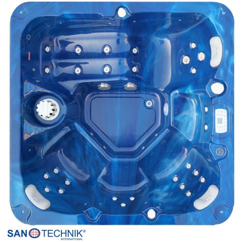 Sanotechnik PALMA OUTDOOR WHIRLPOOL blue marble inkl. Abdeckung und Stiege 190x190x86 cm