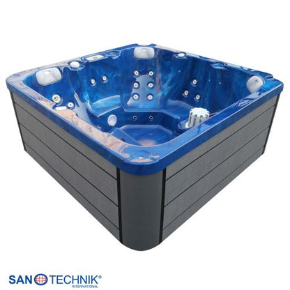 Sanotechnik PALMA OUTDOOR WHIRLPOOL blue marble inkl. Abdeckung und Stiege 190x190x86 cm
