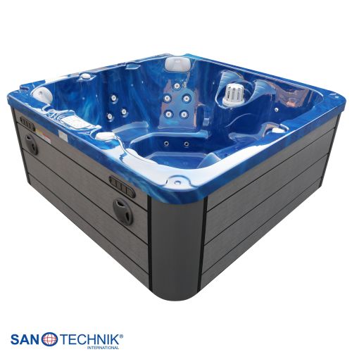Sanotechnik PALMA OUTDOOR WHIRLPOOL blue marble inkl. Abdeckung und Stiege 190x190x86 cm