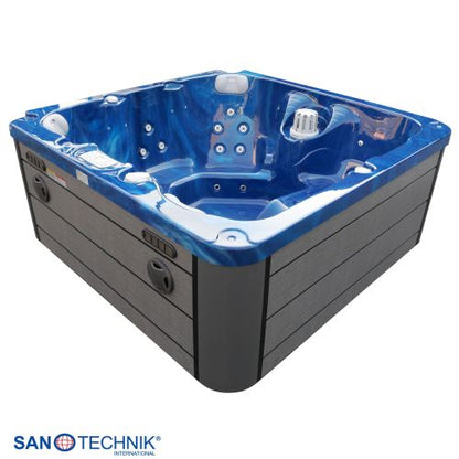 Sanotechnik PALMA OUTDOOR WHIRLPOOL blue marble inkl. Abdeckung und Stiege 190x190x86 cm
