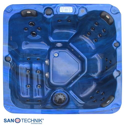 Sanotechnik PALMA OUTDOOR WHIRLPOOL blue marble inkl. Abdeckung und Stiege 190x190x86 cm
