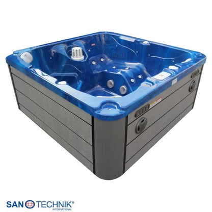 Sanotechnik PALMA OUTDOOR WHIRLPOOL blue marble inkl. Abdeckung und Stiege 190x190x86 cm