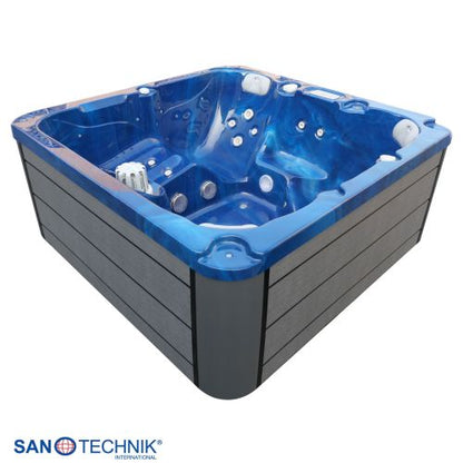 Sanotechnik PALMA OUTDOOR WHIRLPOOL blue marble inkl. Abdeckung und Stiege 190x190x86 cm