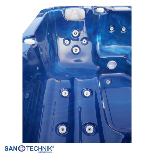 Sanotechnik PALMA OUTDOOR WHIRLPOOL blue marble inkl. Abdeckung und Stiege 190x190x86 cm