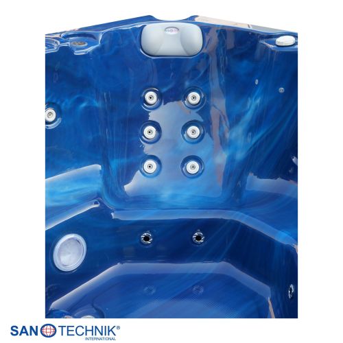 Sanotechnik PALMA OUTDOOR WHIRLPOOL blue marble inkl. Abdeckung und Stiege 190x190x86 cm