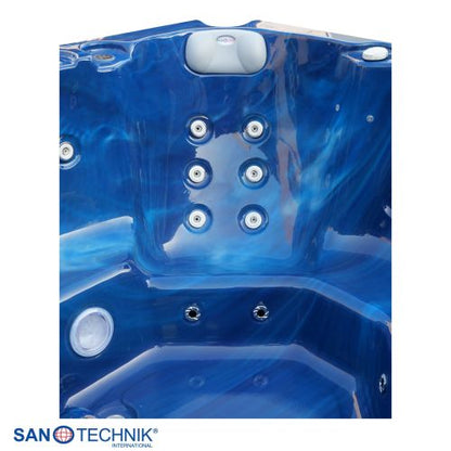 Sanotechnik PALMA OUTDOOR WHIRLPOOL blue marble inkl. Abdeckung und Stiege 190x190x86 cm