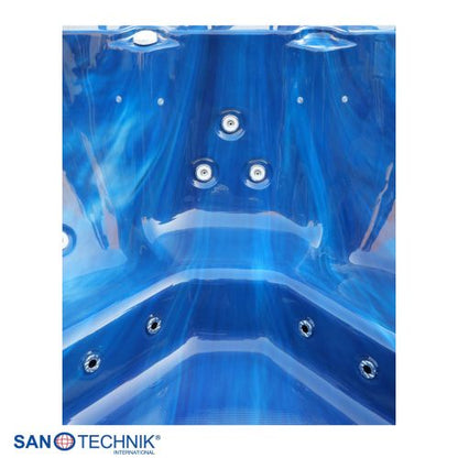 Sanotechnik PALMA OUTDOOR WHIRLPOOL blue marble inkl. Abdeckung und Stiege 190x190x86 cm