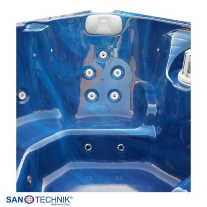 Sanotechnik PALMA OUTDOOR WHIRLPOOL blue marble inkl. Abdeckung und Stiege 190x190x86 cm