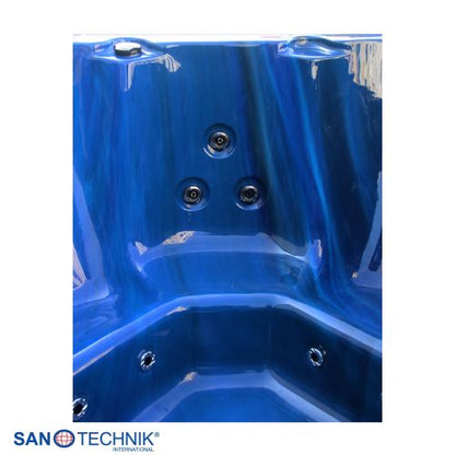 Sanotechnik PALMA OUTDOOR WHIRLPOOL blue marble inkl. Abdeckung und Stiege 190x190x86 cm