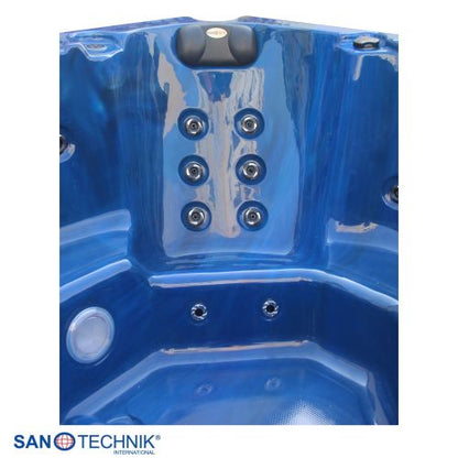 Sanotechnik PALMA OUTDOOR WHIRLPOOL blue marble inkl. Abdeckung und Stiege 190x190x86 cm