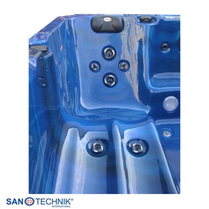 Sanotechnik PALMA OUTDOOR WHIRLPOOL blue marble inkl. Abdeckung und Stiege 190x190x86 cm