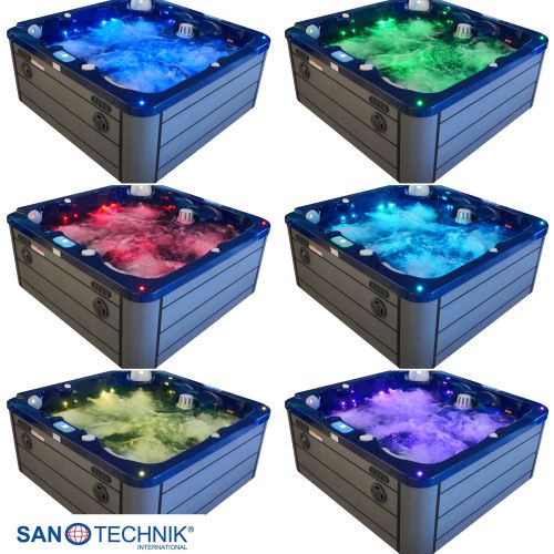 Sanotechnik PALMA OUTDOOR WHIRLPOOL blue marble inkl. Abdeckung und Stiege 190x190x86 cm