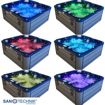 Sanotechnik PALMA OUTDOOR WHIRLPOOL blue marble inkl. Abdeckung und Stiege 190x190x86 cm