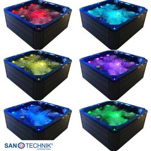 Sanotechnik PALMA OUTDOOR WHIRLPOOL blue marble inkl. Abdeckung und Stiege 190x190x86 cm