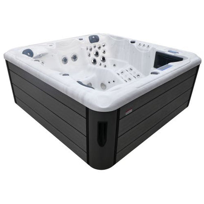 Sanotechnik HAWAI OUTDOOR WHIRLPOOL white marble inkl. Abdeckung und Stiege 220x220x95 cm