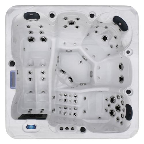 Sanotechnik HAWAI OUTDOOR WHIRLPOOL white marble inkl. Abdeckung und Stiege 220x220x95 cm
