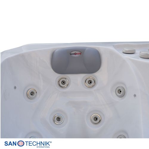 Sanotechnik MAURITSIUS OUTDOOR Whirlpool white marble inkl. Abdeckung und Stiege 210x160x90 cm