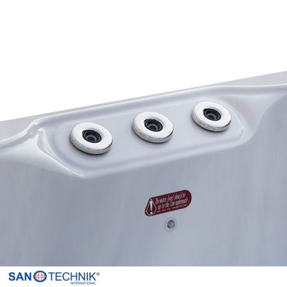 Sanotechnik MAURITSIUS OUTDOOR Whirlpool white marble inkl. Abdeckung und Stiege 210x160x90 cm