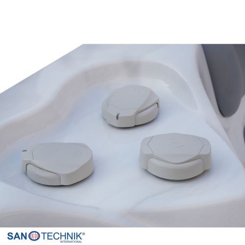 Sanotechnik MAURITSIUS OUTDOOR Whirlpool white marble inkl. Abdeckung und Stiege 210x160x90 cm