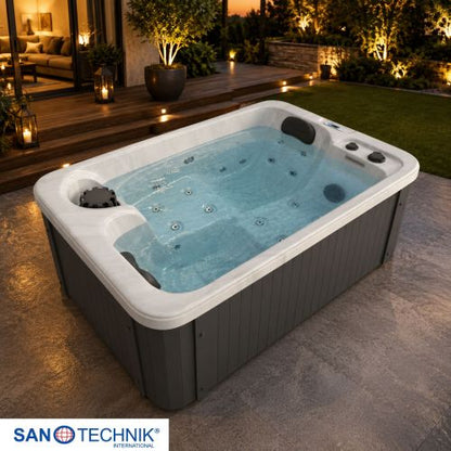 Sanotechnik SPLIT OUTDOOR WHIRLPOOL white marble inkl. Abdeckung 175x115x70 cm