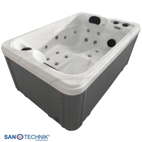 Sanotechnik SPLIT OUTDOOR WHIRLPOOL white marble inkl. Abdeckung 175x115x70 cm