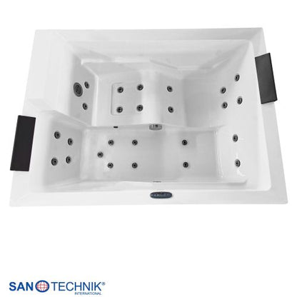 Sanotechnik KORFU OUTDOOR WHIRLPOOL white inkl. Abdeckung und Stiege 190x140x70 cm