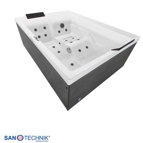 Sanotechnik KORFU OUTDOOR WHIRLPOOL white inkl. Abdeckung und Stiege 190x140x70 cm