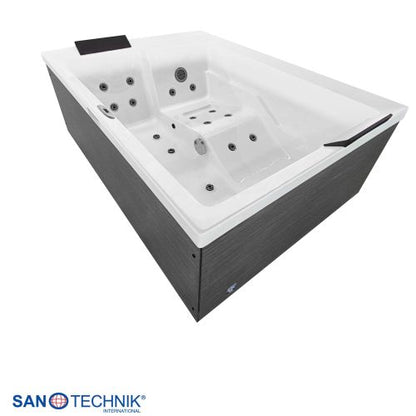 Sanotechnik KORFU OUTDOOR WHIRLPOOL white inkl. Abdeckung und Stiege 190x140x70 cm