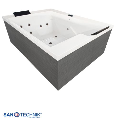 Sanotechnik KORFU OUTDOOR WHIRLPOOL white inkl. Abdeckung und Stiege 190x140x70 cm