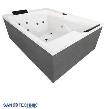 Sanotechnik KORFU OUTDOOR WHIRLPOOL white inkl. Abdeckung und Stiege 190x140x70 cm
