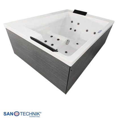 Sanotechnik KORFU OUTDOOR WHIRLPOOL white inkl. Abdeckung und Stiege 190x140x70 cm