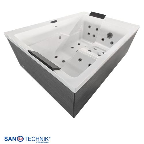 Sanotechnik KORFU OUTDOOR WHIRLPOOL white inkl. Abdeckung und Stiege 190x140x70 cm