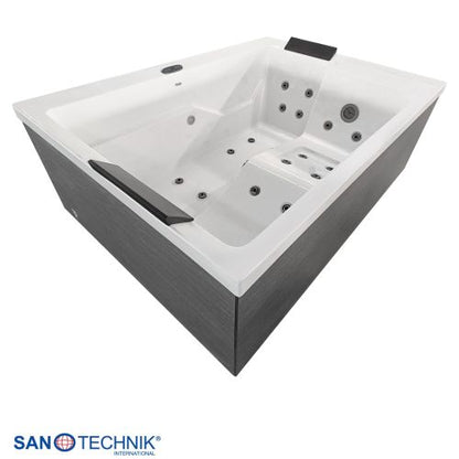 Sanotechnik KORFU OUTDOOR WHIRLPOOL white inkl. Abdeckung und Stiege 190x140x70 cm