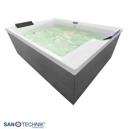 Sanotechnik KORFU OUTDOOR WHIRLPOOL white inkl. Abdeckung und Stiege 190x140x70 cm
