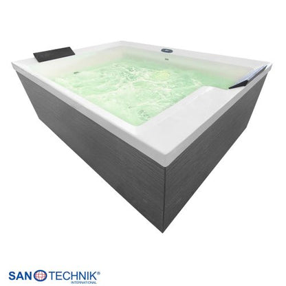 Sanotechnik KORFU OUTDOOR WHIRLPOOL white inkl. Abdeckung und Stiege 190x140x70 cm