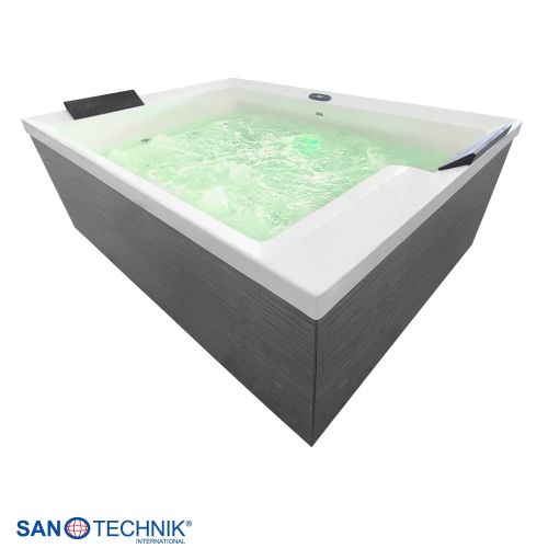 Sanotechnik KORFU OUTDOOR WHIRLPOOL white inkl. Abdeckung und Stiege 190x140x70 cm