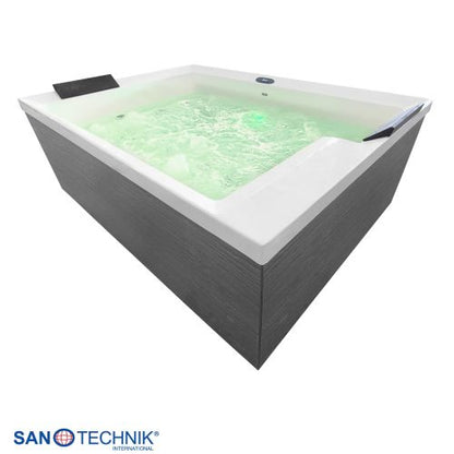 Sanotechnik KORFU OUTDOOR WHIRLPOOL white inkl. Abdeckung und Stiege 190x140x70 cm