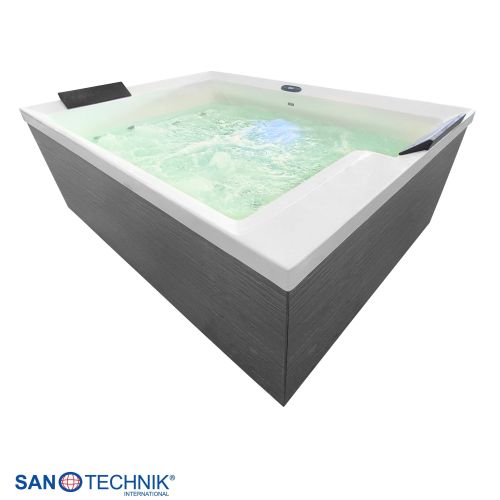 Sanotechnik KORFU OUTDOOR WHIRLPOOL white inkl. Abdeckung und Stiege 190x140x70 cm