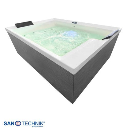 Sanotechnik KORFU OUTDOOR WHIRLPOOL white inkl. Abdeckung und Stiege 190x140x70 cm