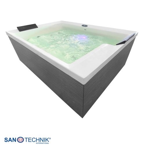 Sanotechnik KORFU OUTDOOR WHIRLPOOL white inkl. Abdeckung und Stiege 190x140x70 cm