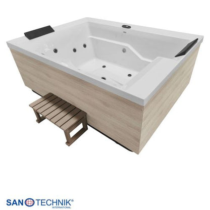 Sanotechnik ZADAR OUTDOOR WHIRLPOOL white inkl. Abdeckung und Stiege 190x140x70 cm