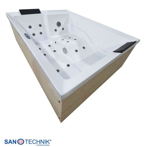 Sanotechnik ZADAR OUTDOOR WHIRLPOOL white inkl. Abdeckung und Stiege 190x140x70 cm