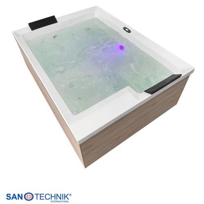 Sanotechnik ZADAR OUTDOOR WHIRLPOOL white inkl. Abdeckung und Stiege 190x140x70 cm