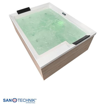 Sanotechnik ZADAR OUTDOOR WHIRLPOOL white inkl. Abdeckung und Stiege 190x140x70 cm