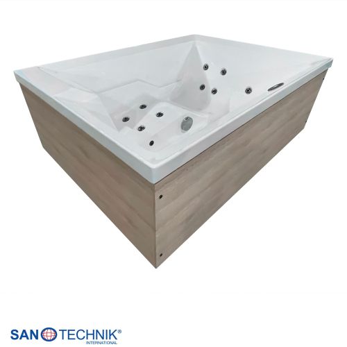 Sanotechnik ZADAR OUTDOOR WHIRLPOOL white inkl. Abdeckung und Stiege 190x140x70 cm