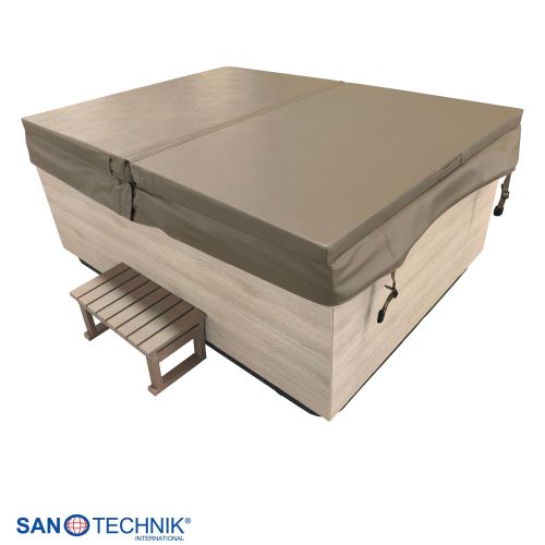 Sanotechnik ZADAR OUTDOOR WHIRLPOOL white inkl. Abdeckung und Stiege 190x140x70 cm