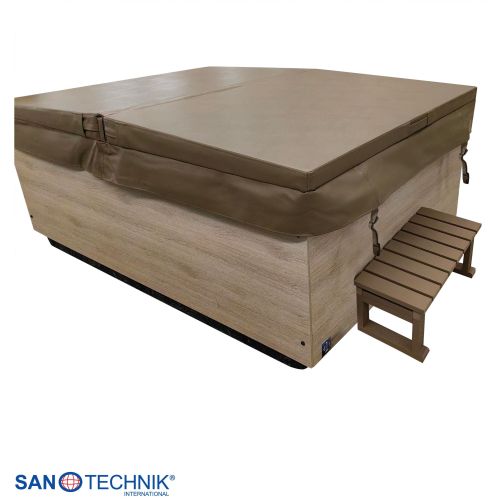 Sanotechnik ZADAR OUTDOOR WHIRLPOOL white inkl. Abdeckung und Stiege 190x140x70 cm