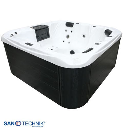 Sanotechnik TAHITI OUTDOOR WHIRLPOOL white marble inkl. Abdeckung und Stiege 200x200x88 cm